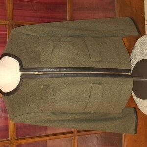 The Limited Green Blazer Jacket Leather  Trim Business Casual